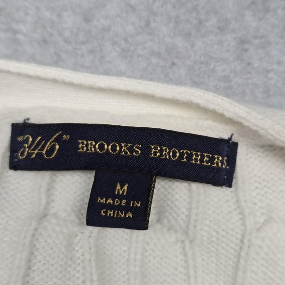 Brooks Brothers Sweater Womens Medium White Cable Cardigan Short Sleeve Pockets - Picture 3 of 7